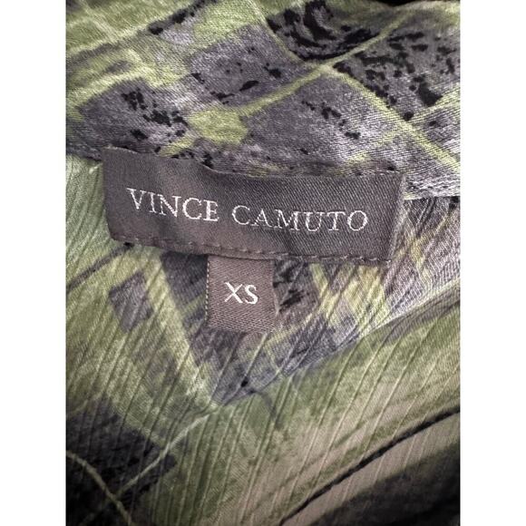 Vince Camuto Women’s Sheer Blouse Green Geometric Print Long Sleeve Size XS - Picture 4 of 7